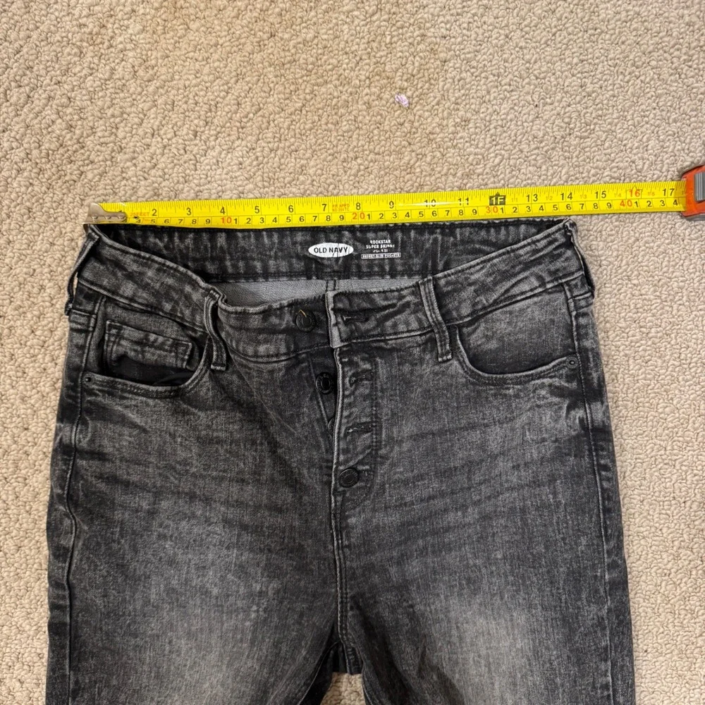 Old Navy Rockstar Super Skinny Distressed Hem High Rise Button Fly Jeans 8 - Picture 7 of 8